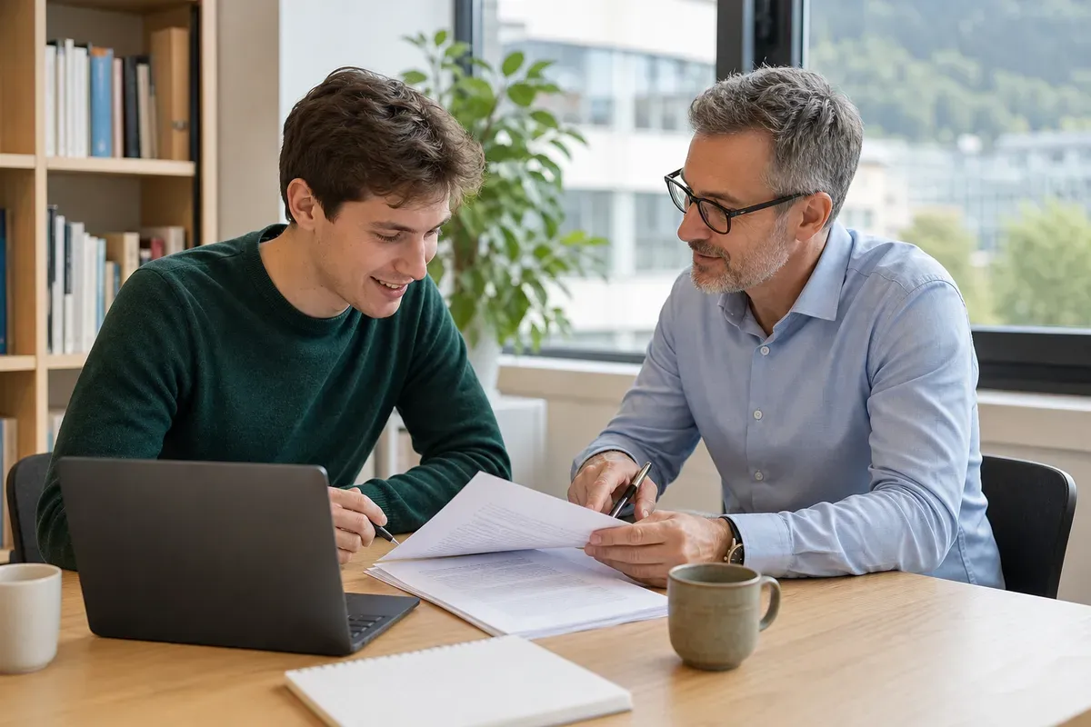 Beratungsgespräch zur Bachelorarbeit an einer Schweizer Hochschule