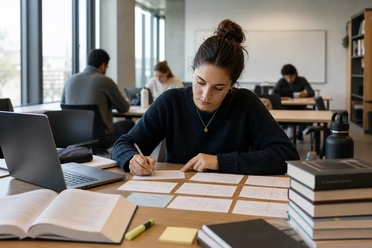 Studierende plant die Struktur ihres Exposés an einer Schweizer Universität